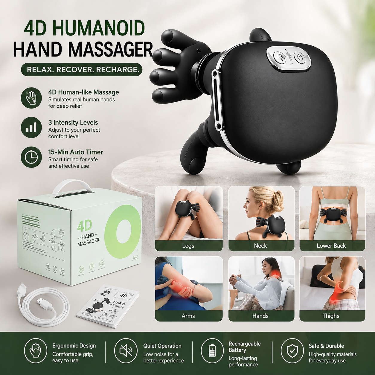 Electric Neck & Shoulder Massager – Trapezius & Cervical Relief with Kneading Function