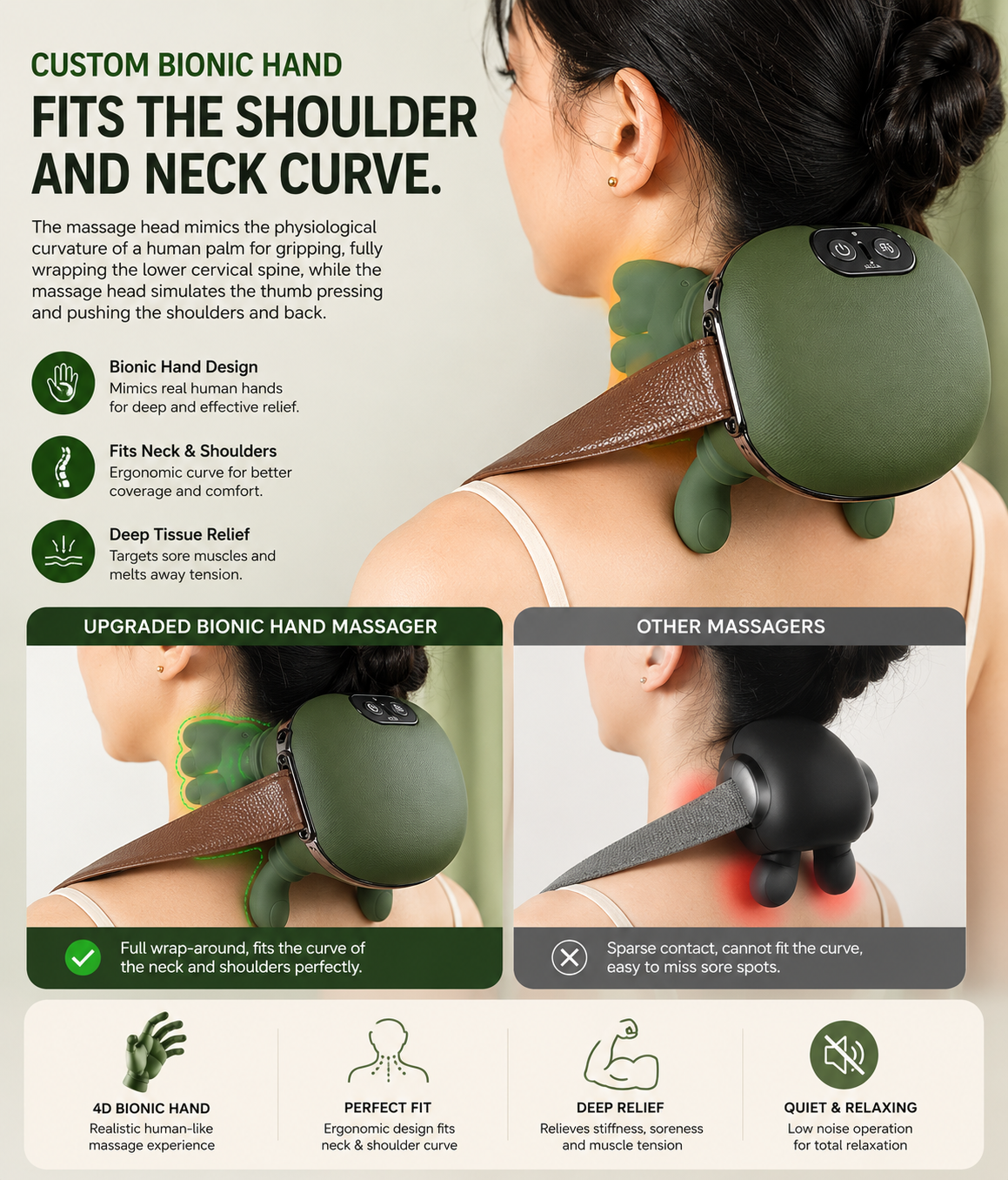Electric Neck & Shoulder Massager – Trapezius & Cervical Relief with Kneading Function